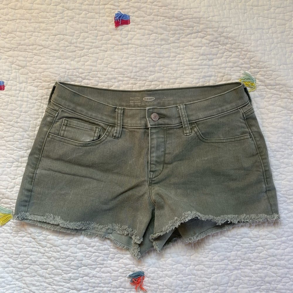 Green Denim Shorts